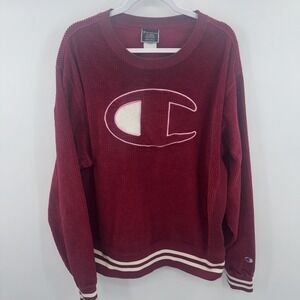 Champion Corduroy Pullover Sweatshirt XL Wide Wale Y2K 90s‎ Grunge Baggy Rave